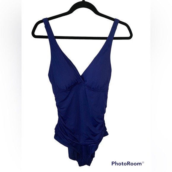 Jantzen Swim Jantzen Surplice Maillot One Piece Swimsuit Navy Blue